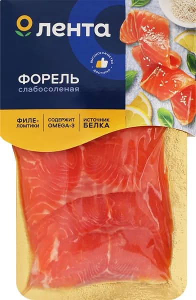 Форель слабосоленая ЛЕНТА филе-ломтики, 100г 2 шт.