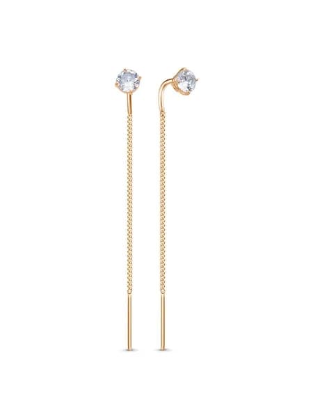 Jewelry Valley Серьги ювелирные с фианитами, золочение, серебро 925 пробы