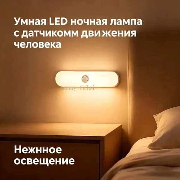 1 умный светодиодный индукционный ночник для человеческого тела, зарядка через USB, 10 см