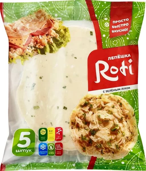 Лепешка РИЗЫК Roti, с зеленым луком, 450г 3 шт.