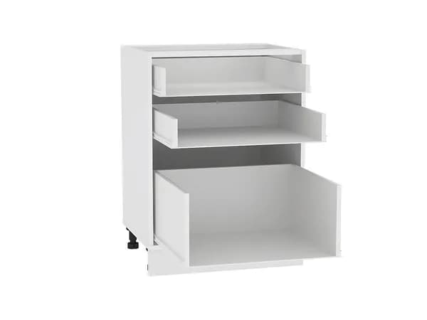 Каркас нижнего шкафа с 3-мя ящиками Н 603, цвет каркаса Белый, 816*600*462 мм