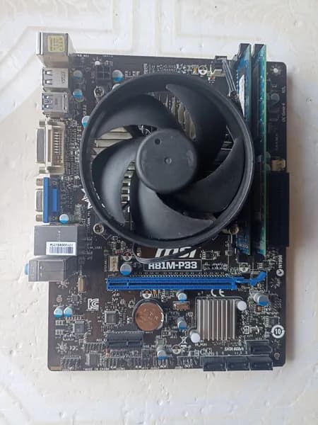 MSI Military class 4 H81M-P33 +CPU Pentium G3460 (2 ядра) + 4Gb +кулер без задней планки, LGA 1150, DDR3, Материнская плата