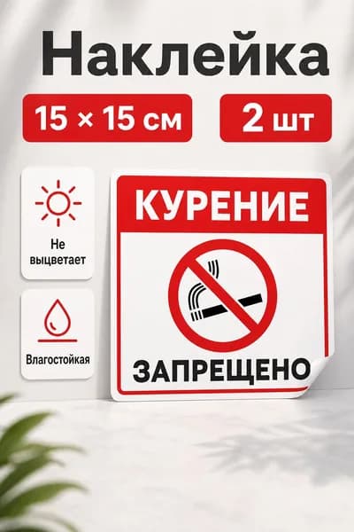 Наклейки "Курение запрещено" 2 шт