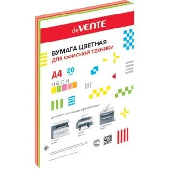 Бумага deVENTE, А4 80 г/м2, 100 л. (5 цв..х20 л.) цвета неон,