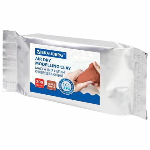 Масса для лепки самозатвердевающая BRAUBERG, 200 г, терракотовая, 224442-4027