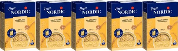 Хлопья Nordic пшенные, комплект: 5 упаковок по 500 г