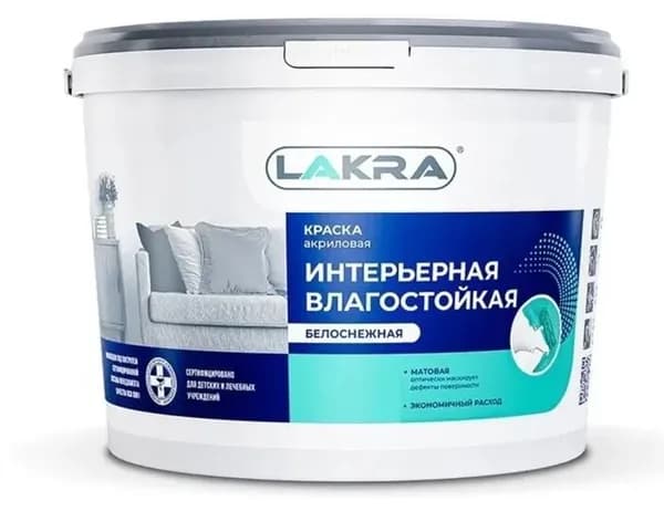 Лакра Краска, Акриловая, Матовое покрытие, 3 кг, белый