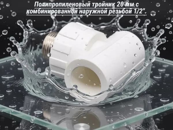Тройник полипропилен 20мм х 1/2" комбинированный наружняя резьба