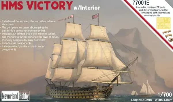 Neverland Hobby N77001E 1/700 HMS Victory, внутренняя "элитная версия" модели корабля Kit