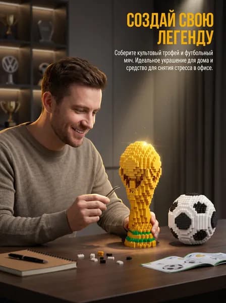 Микрокубики Кубок мира и мяч 3D конструктор