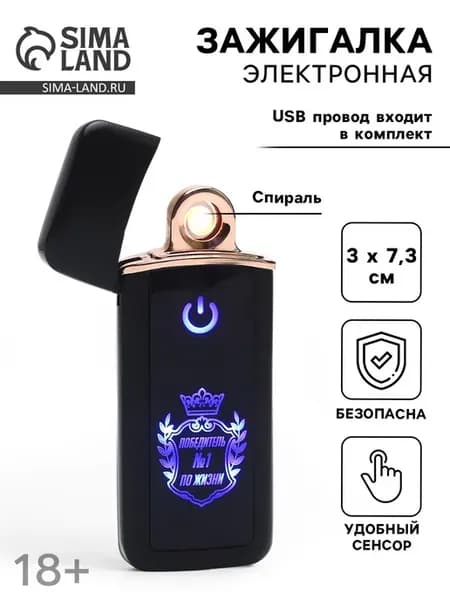 Зажигалка электронная «Победитель №1 по жизни», спираль