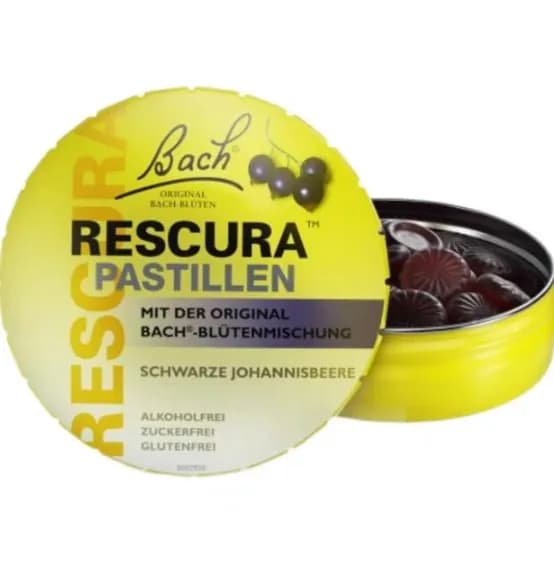 Bach, RESCUE REMEDY, Успокаивающие пастилки, природное снятие напряжения,черная смородина, 50 г