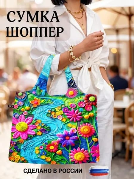 Сумка хозяйственная складная авоська шоппер для продуктов
