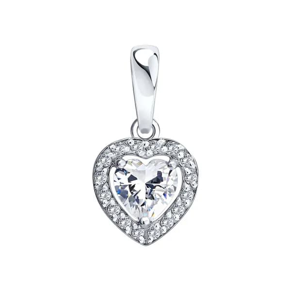 Подвеска из белого золота DIAMANT-ONLINE с фианитом 585 пробы