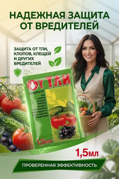 Средство от вредителей растений / От тли 1,5 мл для сада и огорода / Для томатов, огурцов, цветов, деревьев и кустарников / Защита растений и уход за урожаем