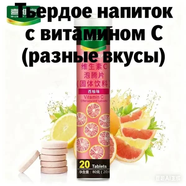 Витамин С шипучие таблетки грейпфрут 20 шт, 80 г, растворимый напиток с витаминами_СЛАДКАЯ ЛАВКА