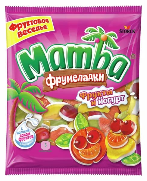 Мармелад жевательный Mamba Фрумеладки Фрукты и йогурт, 72г