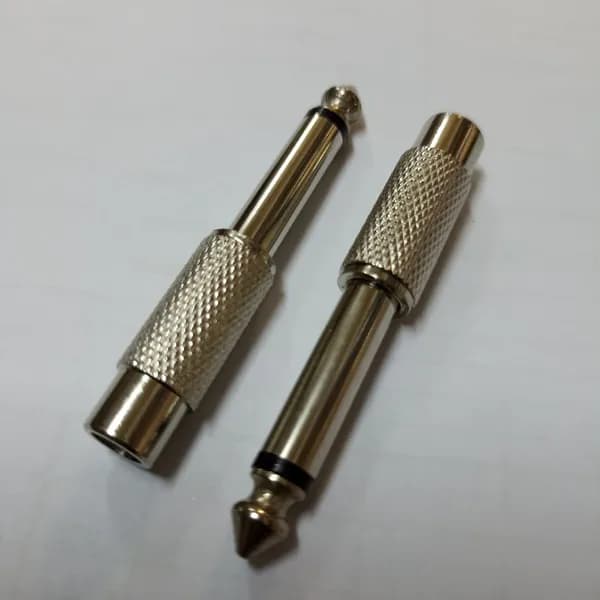 Переходник штекер 6.3мм моно на гнездо RCA металл. 2 шт