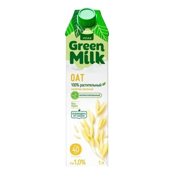 Напиток овсяный Green Milk 1% 1 л