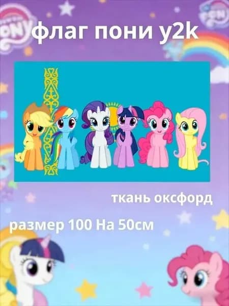 флаг y2k пони на фоне флага США