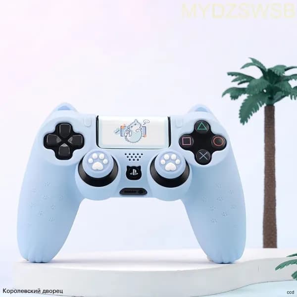Чехол для контроллера PS4 / Мягкий силиконовый чехол Mark Life с милыми котоушками / анти скольжение и потоотделение