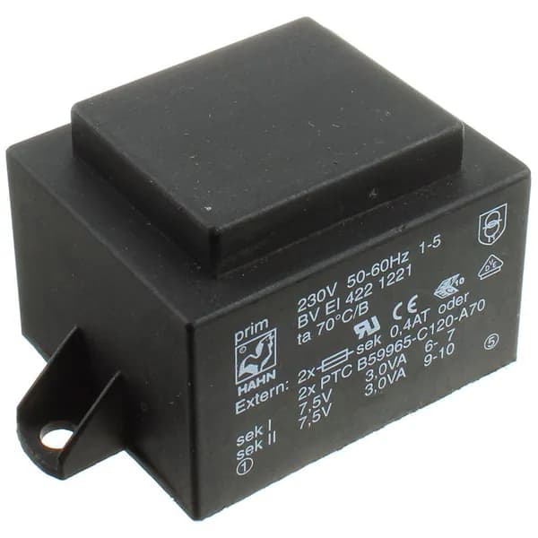 Трансформатор 2x7.5В 2x400мА 6VA HAHN BV EI 422 1221