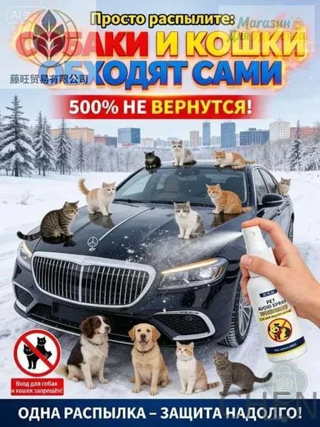 Средство для удаления кошачьих меток и запаха мочи на улице. Антигадин спрей для защиты забора, стен, сада от