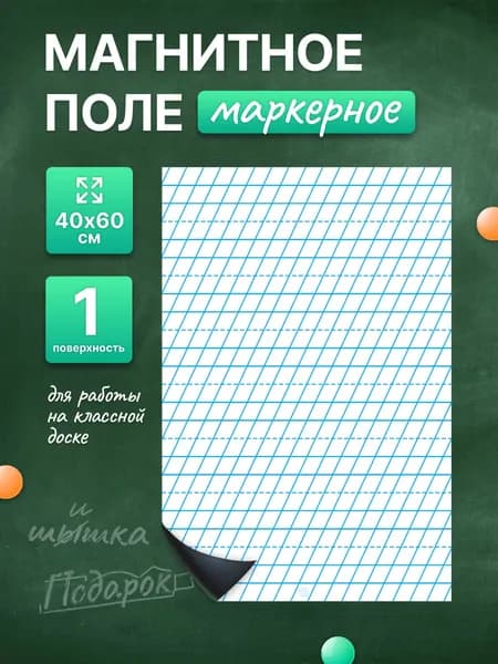 Разлиновка магнитная для школьной доски в частую косую линию 40х60 см. WellKit