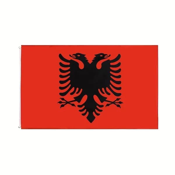 100-70 Национальный флаг Албании - , изготовленный из прочного полиэстера, очень подходит для оформления улицы, внутреннего двора и сада фоновыми элементами.