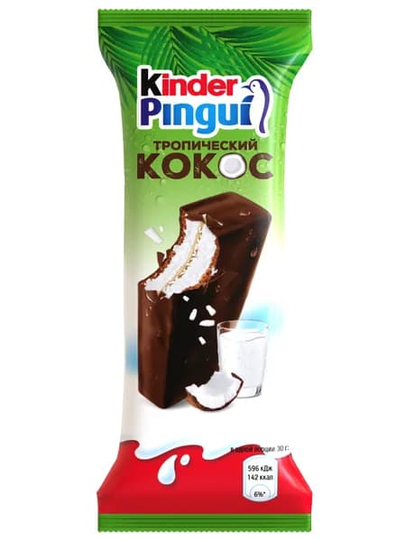 Пирожное бисквитное Тропический Кокос 30 г, Kinder Pingui