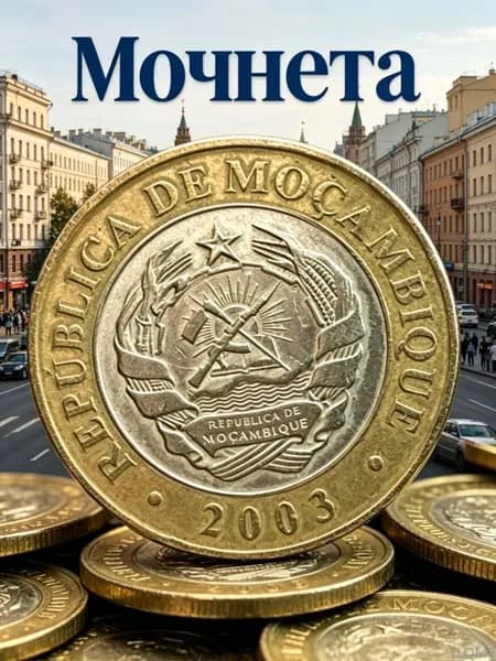 Коллекционная монета Мозамбик, 10000 метикалов, двухцветная, черный носорог, животное, 1 шт