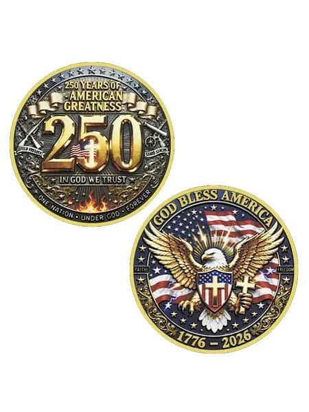 Памятная медаль 250-летие США 1776-2026, Юбилей Независимости, сувенир с цветной эмалью