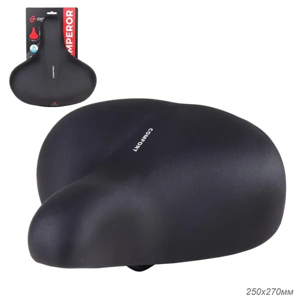 Седло для велосипеда суперкомфортное COMIRON LAST EMPEROR 270x250, Пена 57мм., Верх: PU, Цвет: Чёрный