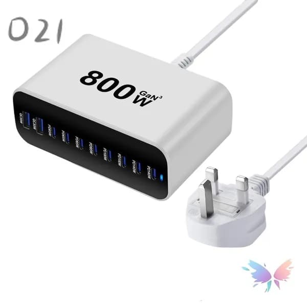 Универсальный адаптер 800W с USB Type-C, Белый - UK