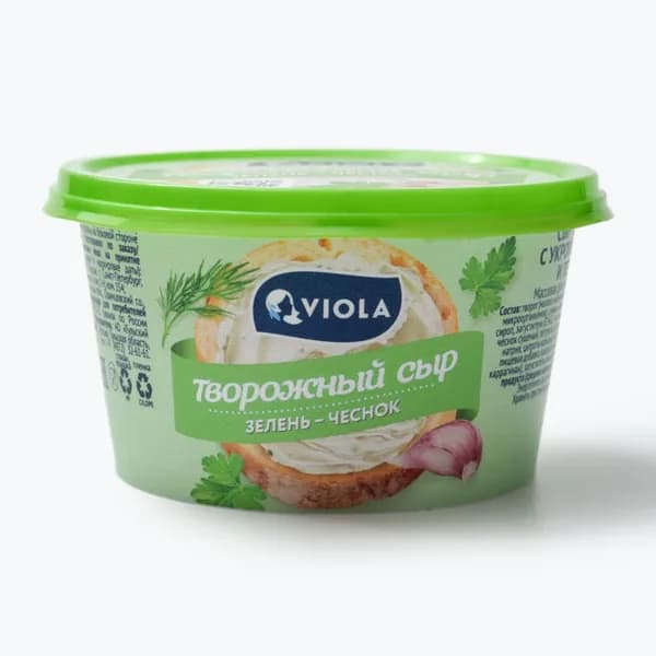 Сыр творожный с зеленью и чесноком 66%, 140 г, Viola