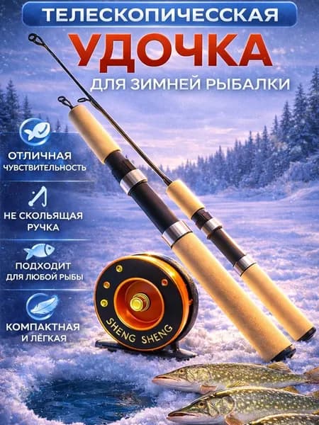 Удочка для зимней рыбалки с катушкой / спиннинг телескопический / удочка для рыбалки телескопическая