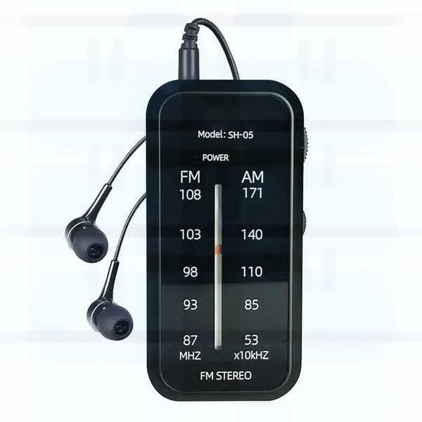 Портативное карманное карманное радио с наушниками: FM/AM стерео двухдиапазонный радиоприемник с клипсой для