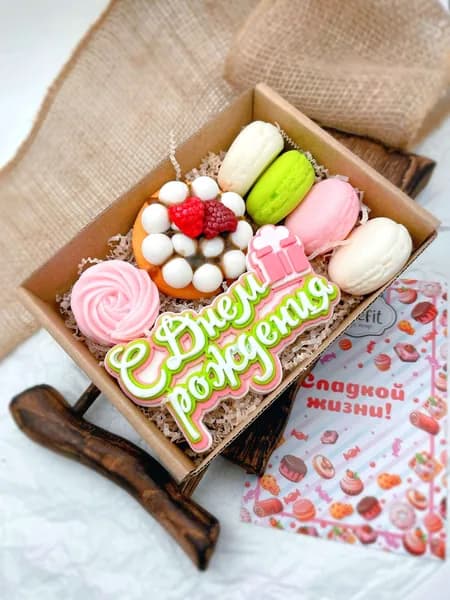 Набор мыла "С днем рождения, роуз" 1шт / Magic Benefit Soap / подарок девушке