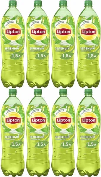 Холодный чай Lipton зеленый, комплект: 8 упаковок по 1 л