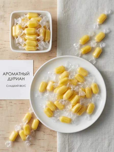 Эксклюзивные праздничные конфеты со вкусом дуриана и молока, 200 грамм в пакете, обладают насыщенным фруктовым ароматом