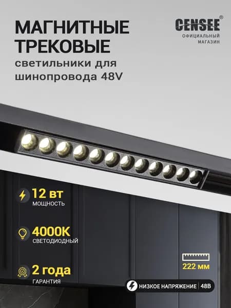 Магнитный трековый светильник линзованный направленного света 12W 4000K CE-GDDJ004