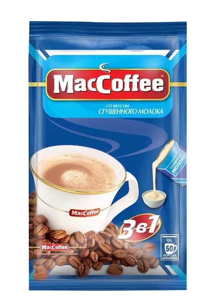 Кофейный напиток MacCoffee, 3 в 1, сгущенное молоко, 50 шт