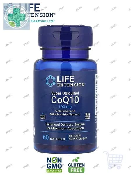 Life Extension, Убихинол CoQ10 с улучшенной поддержкой митохондрий, 100 мг, 60 мягких капсул