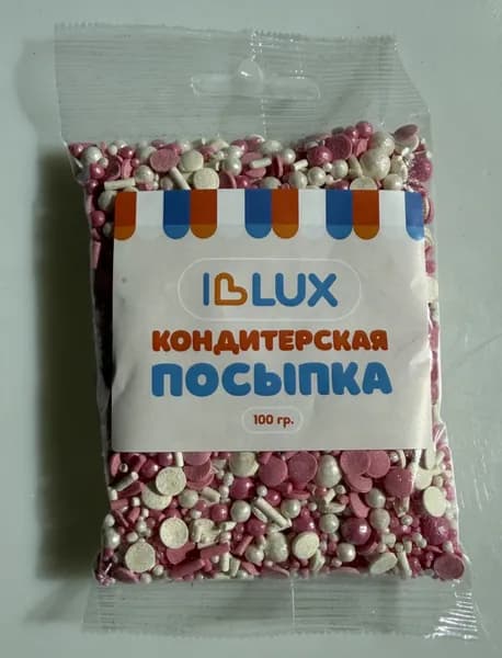 Посыпка кондитерская сахарная , МИКС бело-розовый 100 грамм