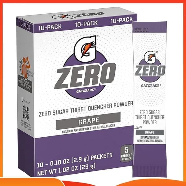 Изотонический стик Gatorade Third Quashed Powder Stick 10 упаковок с нулевым вкусом винограда