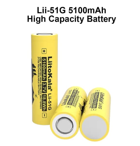Аккумулятор LiitoKala 21700 Lii-51G, Li-Ion 5100mAh, литий ионная батарея /АКБ 21700/ для фонарей, аккумуляторных сборках / Li-Ion 5100 mAh, 1 шт.