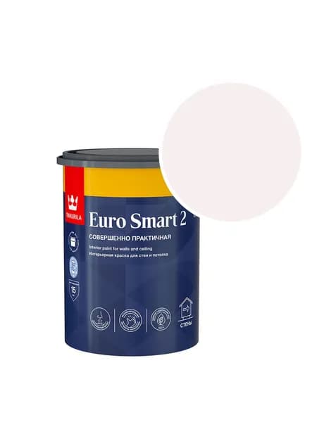 Краска интерьерная Tikkurila/Tikkivala Euro Smart 2 RAL 9010 (Белый - Pure white) 0,9 л
