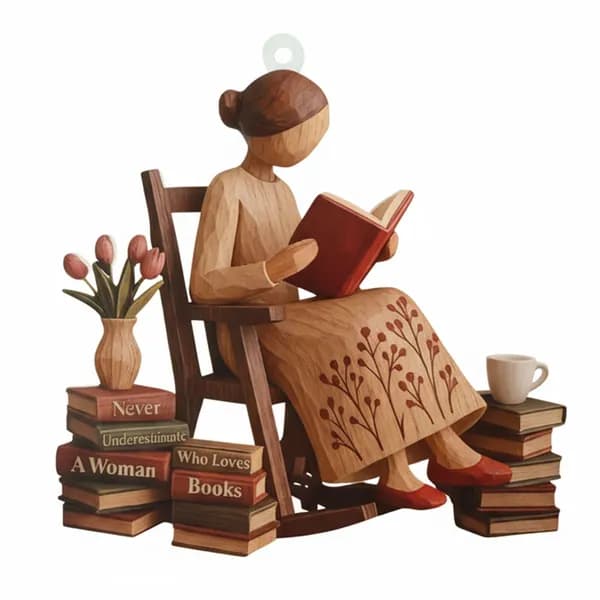 Декоративная акриловая фигурка Девушка-книголюб для полок и праздников