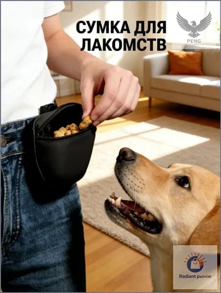 Сумочка для лакомств силиконовая с магнитным замком - черная