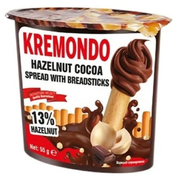 Паста Kremondo ореховая с какао и хлебными палочками 55 г